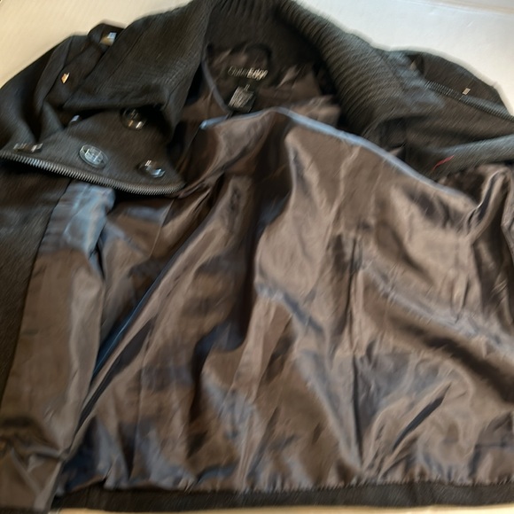 Outer Edge Black Wool Blend Peacoat Zip Closure Waist Buckle Studs. Size XL - Picture 11 of 14